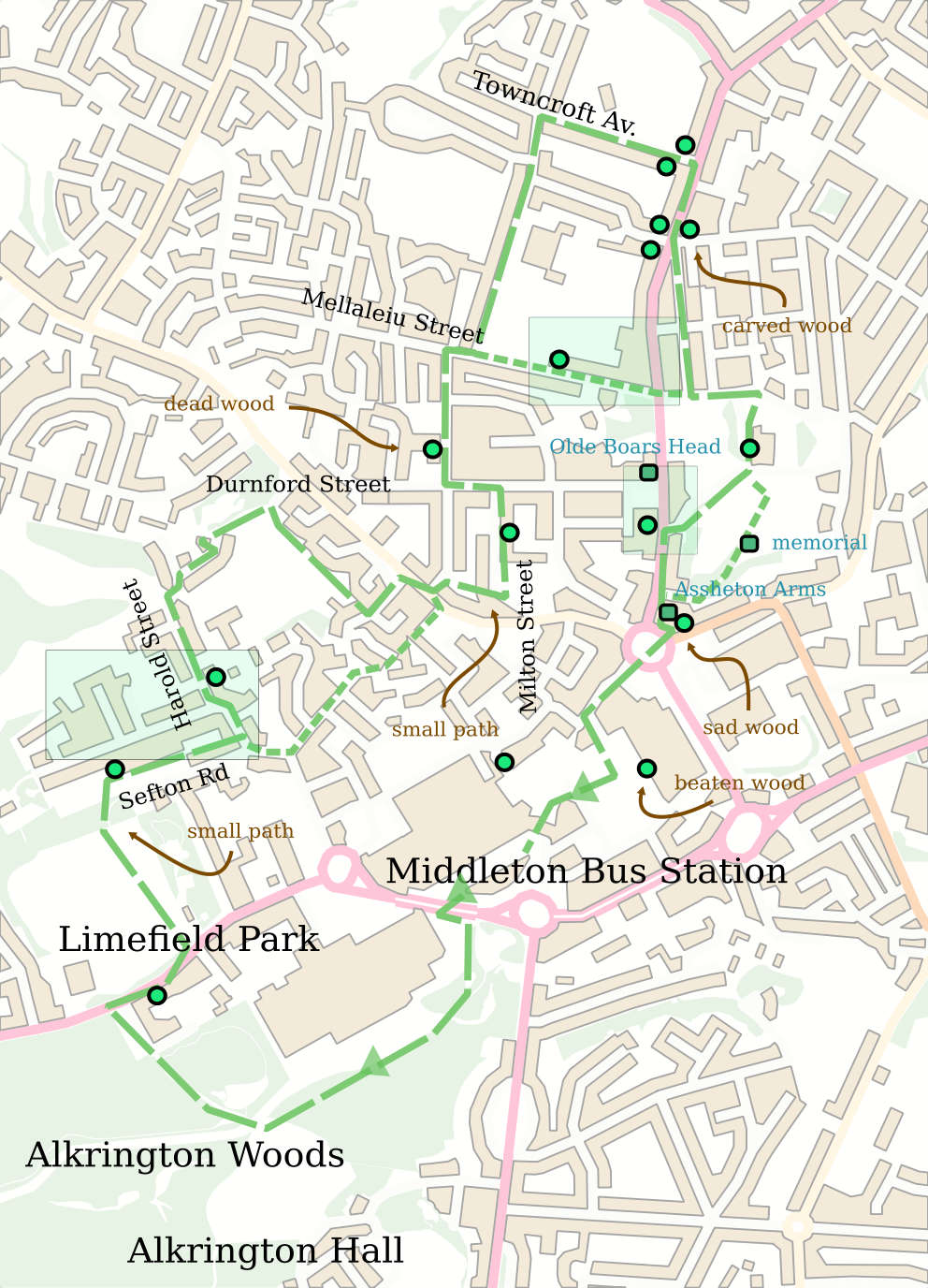 Edgar Wood Walk map