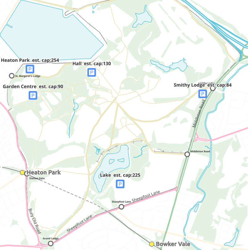 Heaton Park Parking map