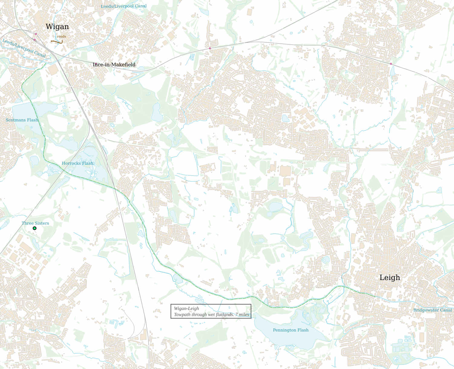 Leeds-Liverpool Canal, Leigh Branch map