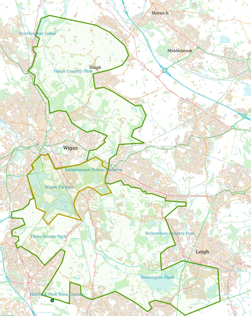 Wigan Greenheart map